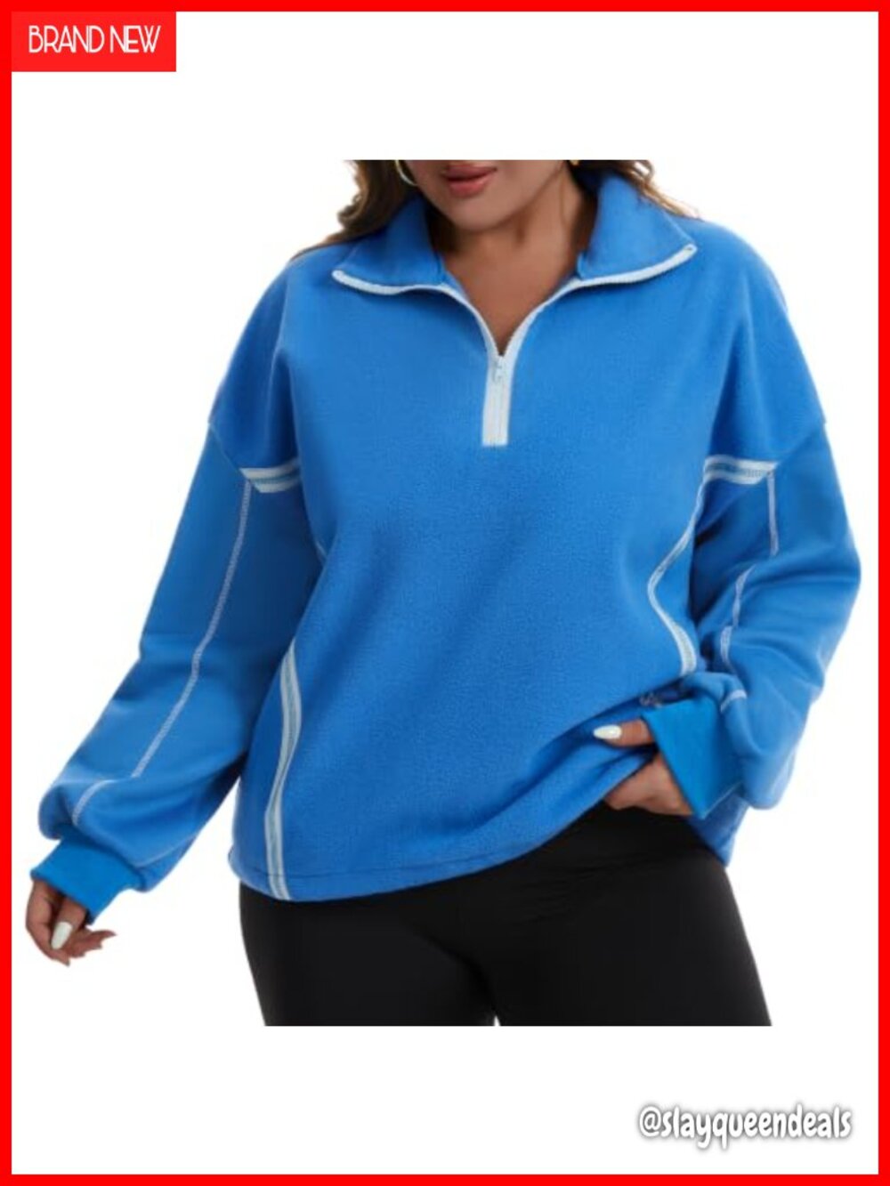 Plus Size Half Zip Fleece Pullover Sweatshirt Oversized